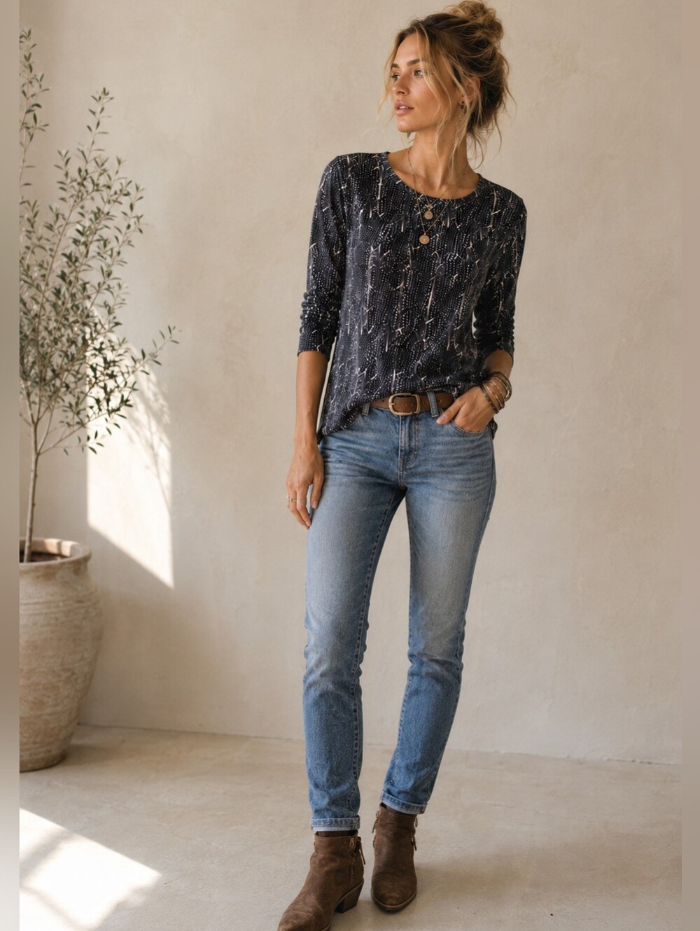 Isabel Marant Linen Patterned Long-Sleeve Tee